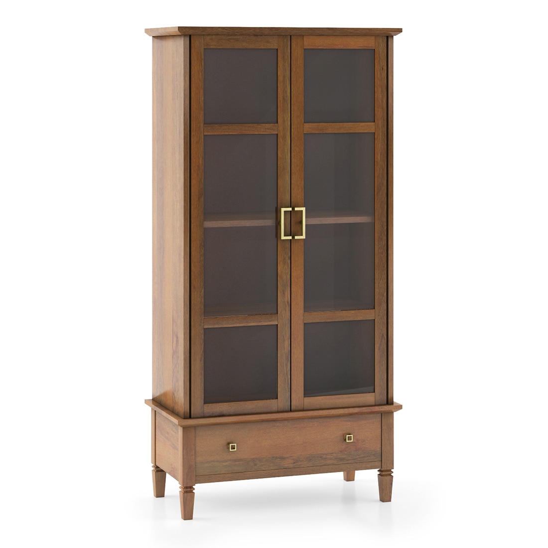 Malabar Bookshelf Display Cabinet 55 book Capacity Amber Walnut Finish