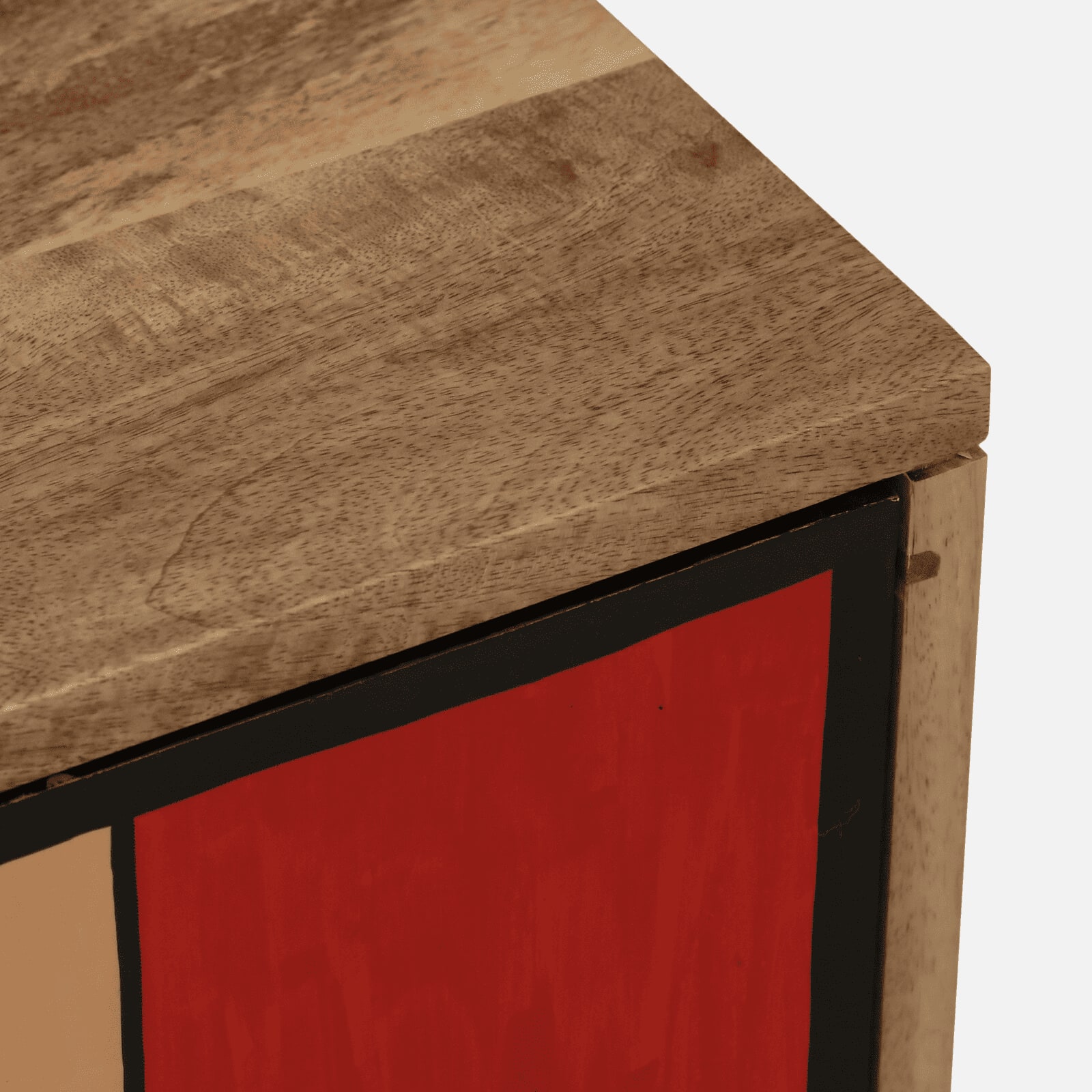 Desso Mango Wood Hand Painted Multicolour 2 Door Small Cabinet In Natural Finish