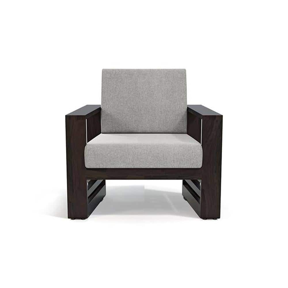 Parson 1 Seater Wooden Sofa In American Walnut Finish (Vapour Grey)