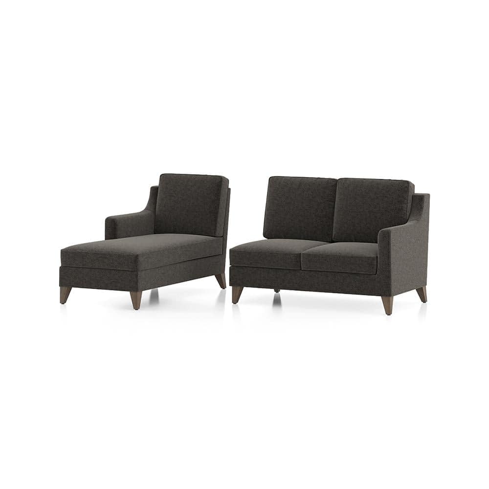 Abbey Sectional Sofa (Colour : Smoke Grey, Cushion : Hard, Seater : Left Aligned 2 Seater + Left Aligned Chaise)
