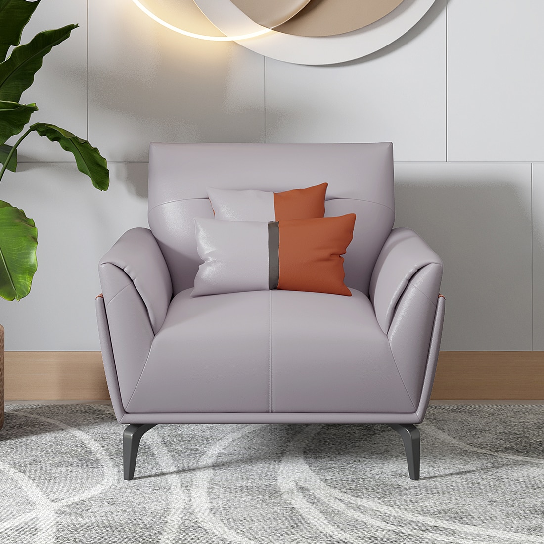 Jonas 1 Seater Leatherette Sole in Oyster Grey Colour