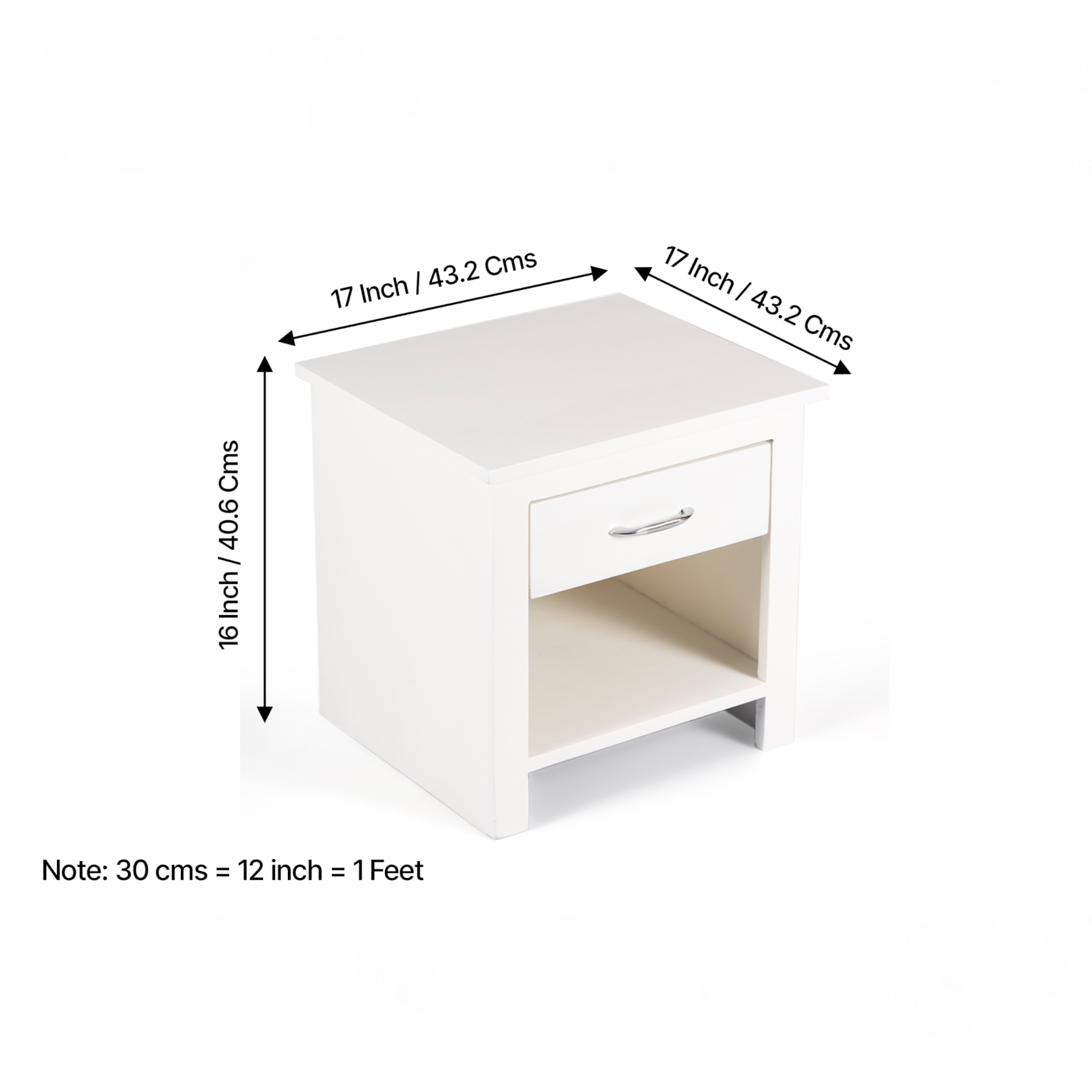 Luxnest Sheesham Wood Accent Bedside Table End Table In White Pu Enamel