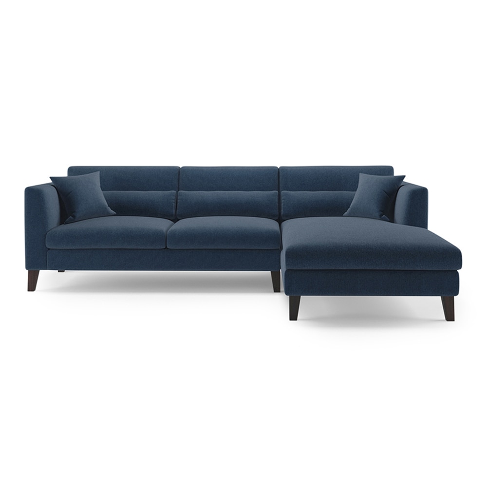 Lewis Sectional Sofa (Colour : Lapis Blue, Cushion : Hard, Seater : Right Aligned 3 Seater + Right Aligned Chaise)