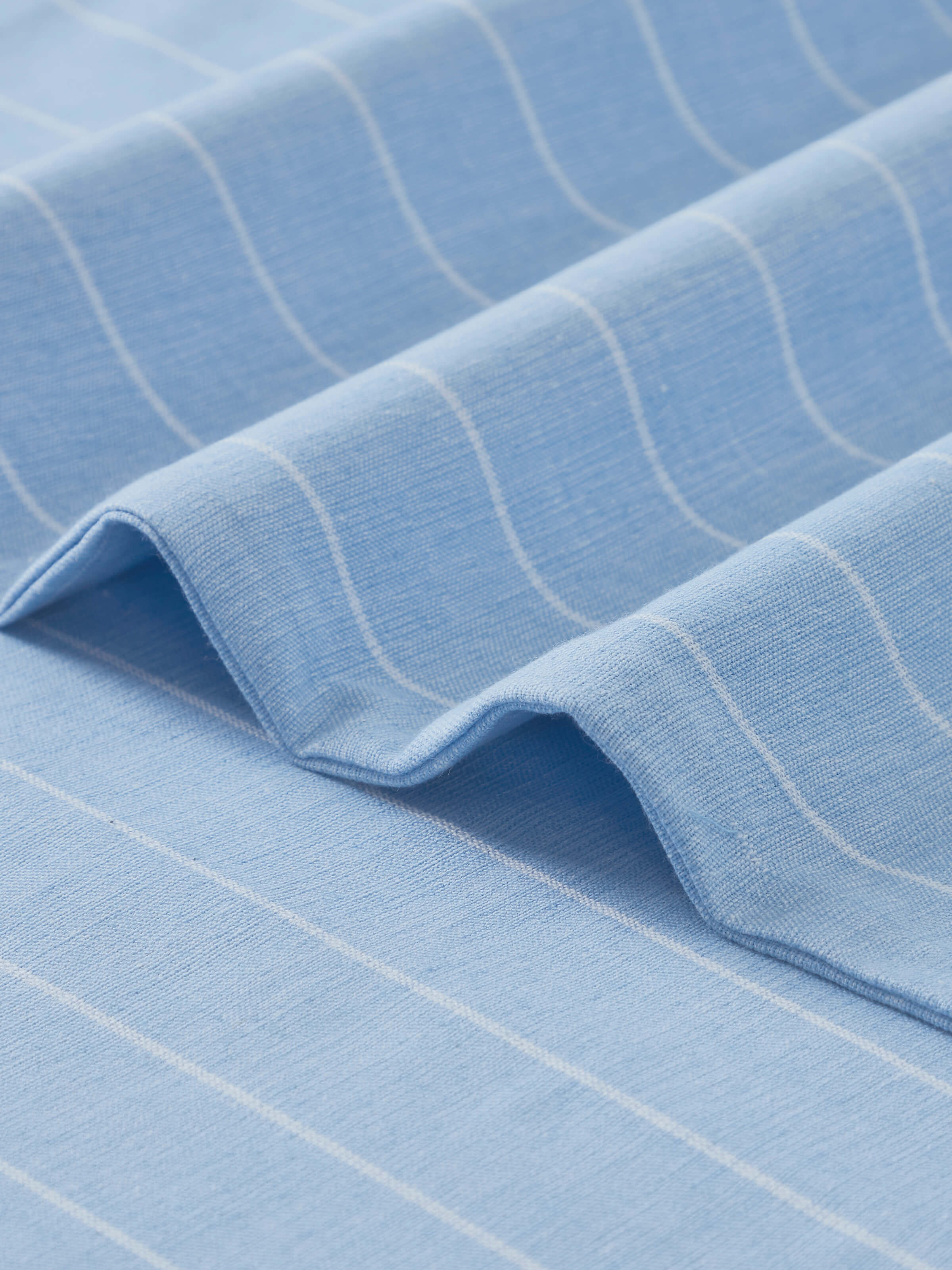 Keshod Handloom Cotton Sage Chambray Stripe King-size Bedsheet Set