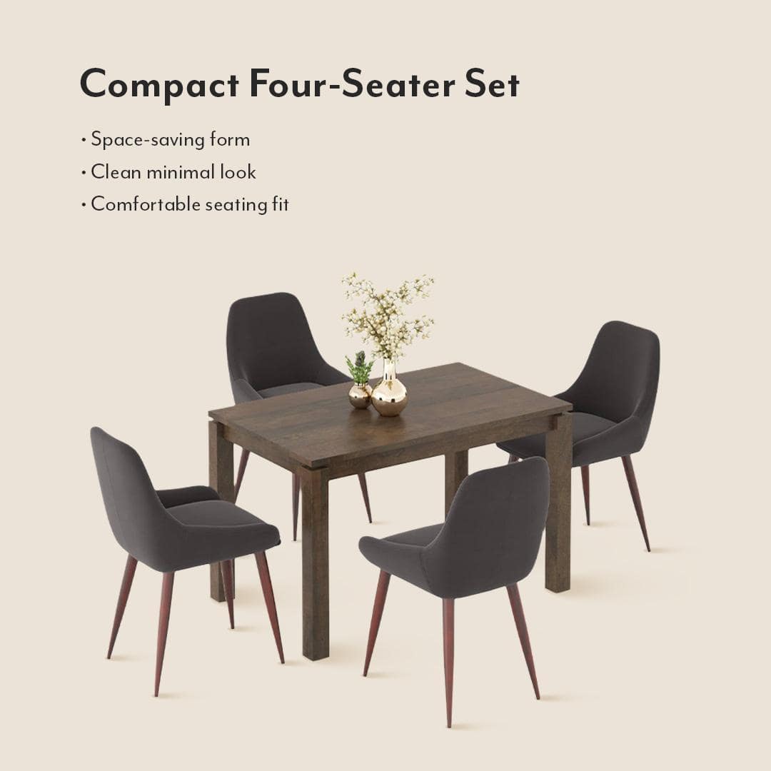 Atlas Solid Wood 4 Seater Dining Table With Rickman Lounge Chairs
