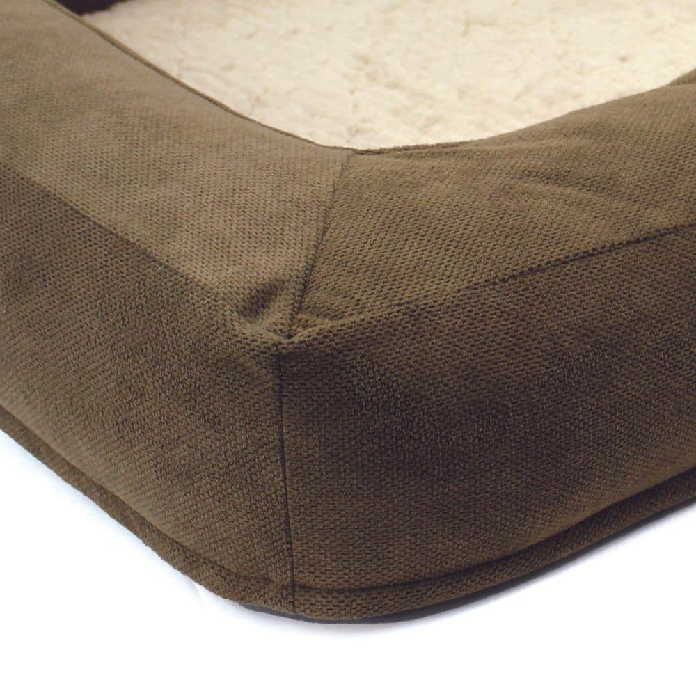 Bolster Bed Polyester Pets Bed in Brown Colour