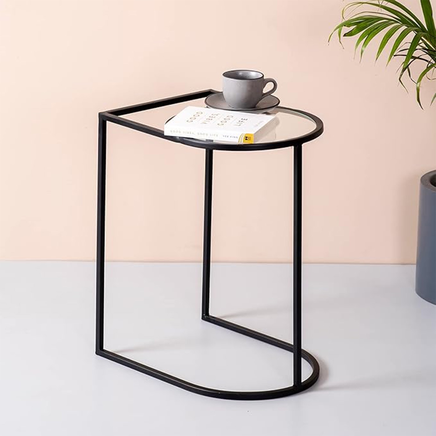 Contemporary Metallic Magazine End Table in Black Color - Nestroots