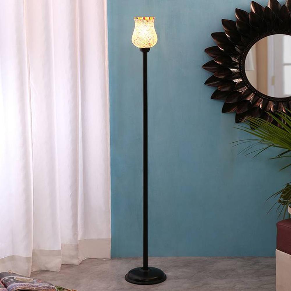 Chandler Black Glass Shade Floor Lamp