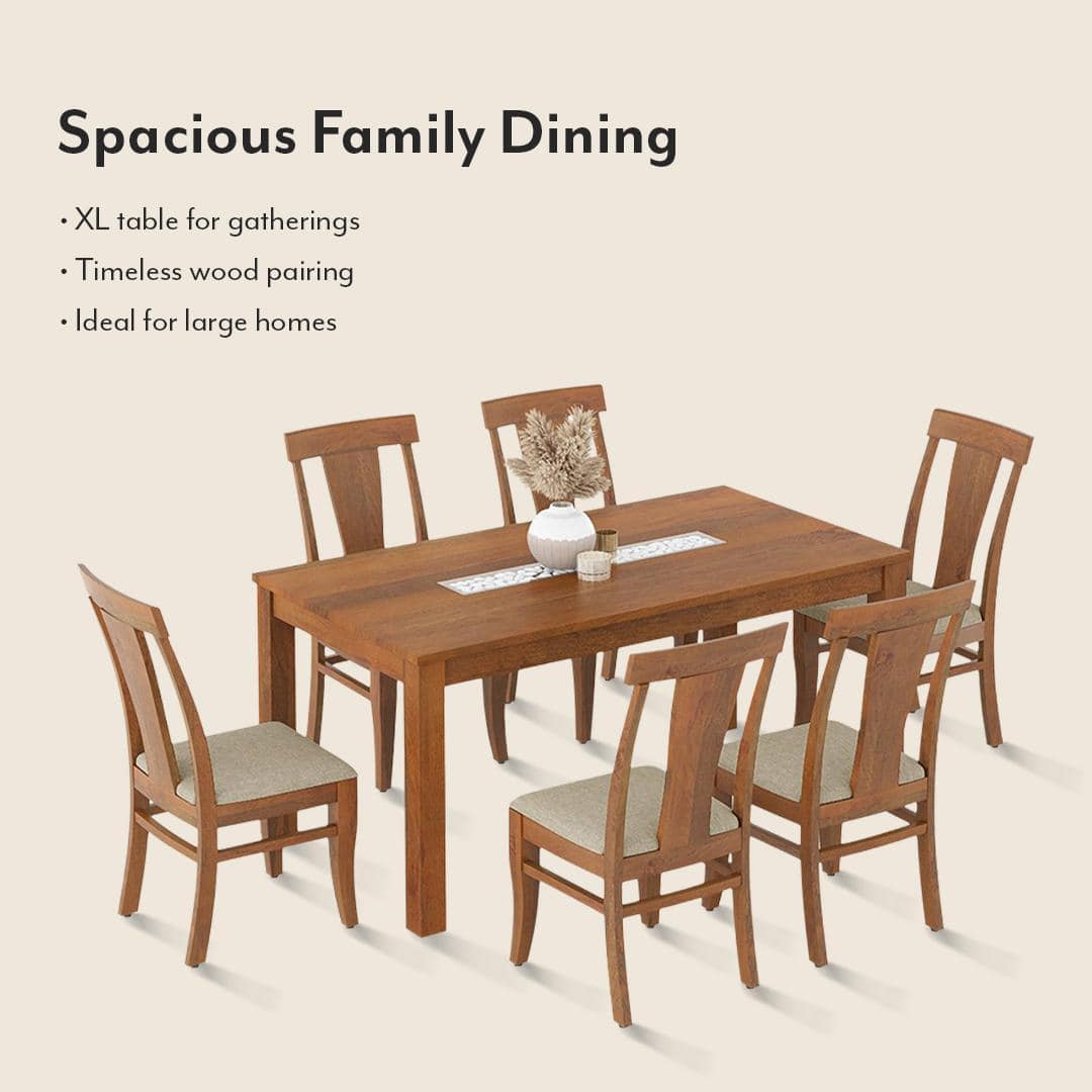 Brighton Xl 6 Seater Dining Table with Fabio Dining Chair Set