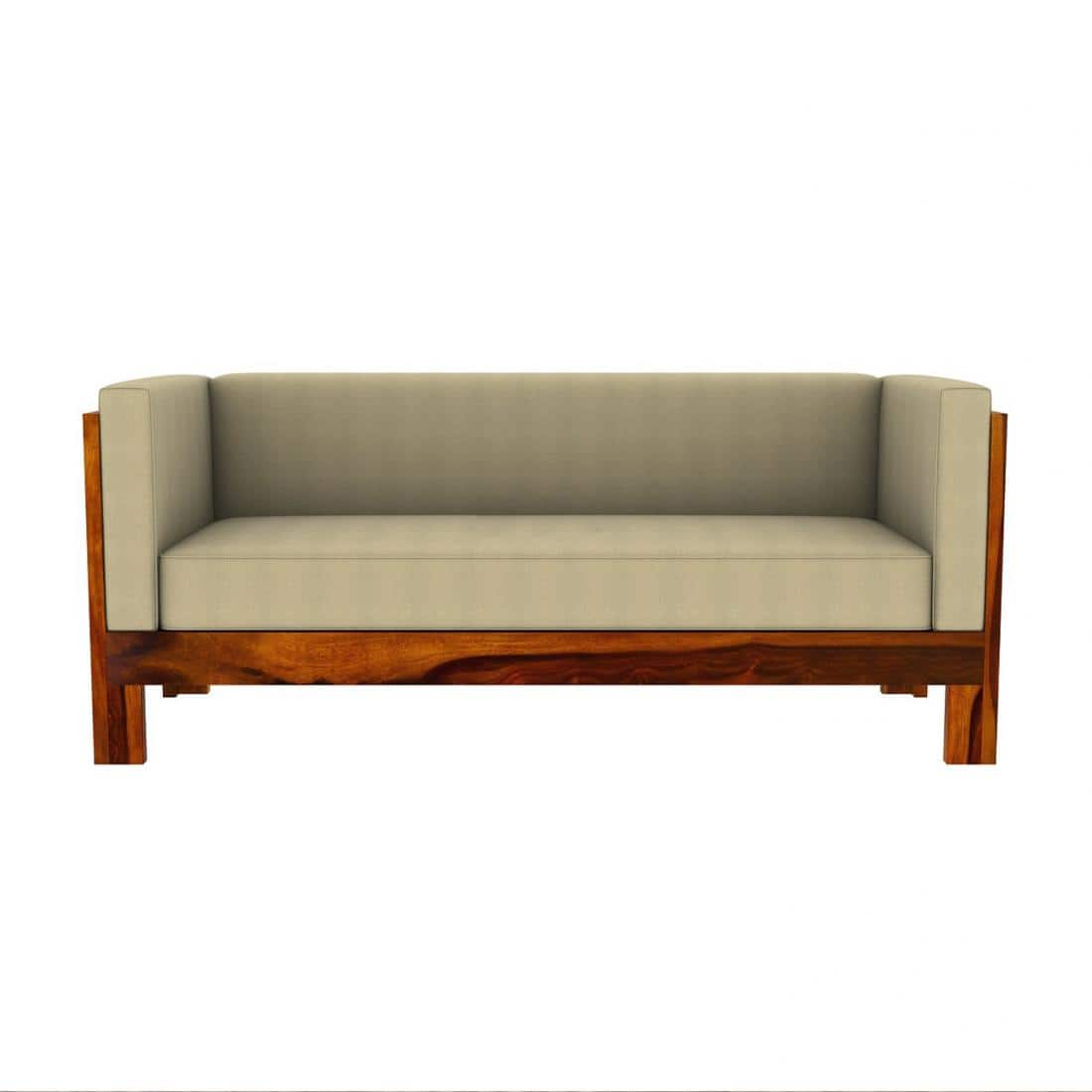 Prashiv 3+2 Seater Wooden Sofa (Creame Colour, Honey Finish)