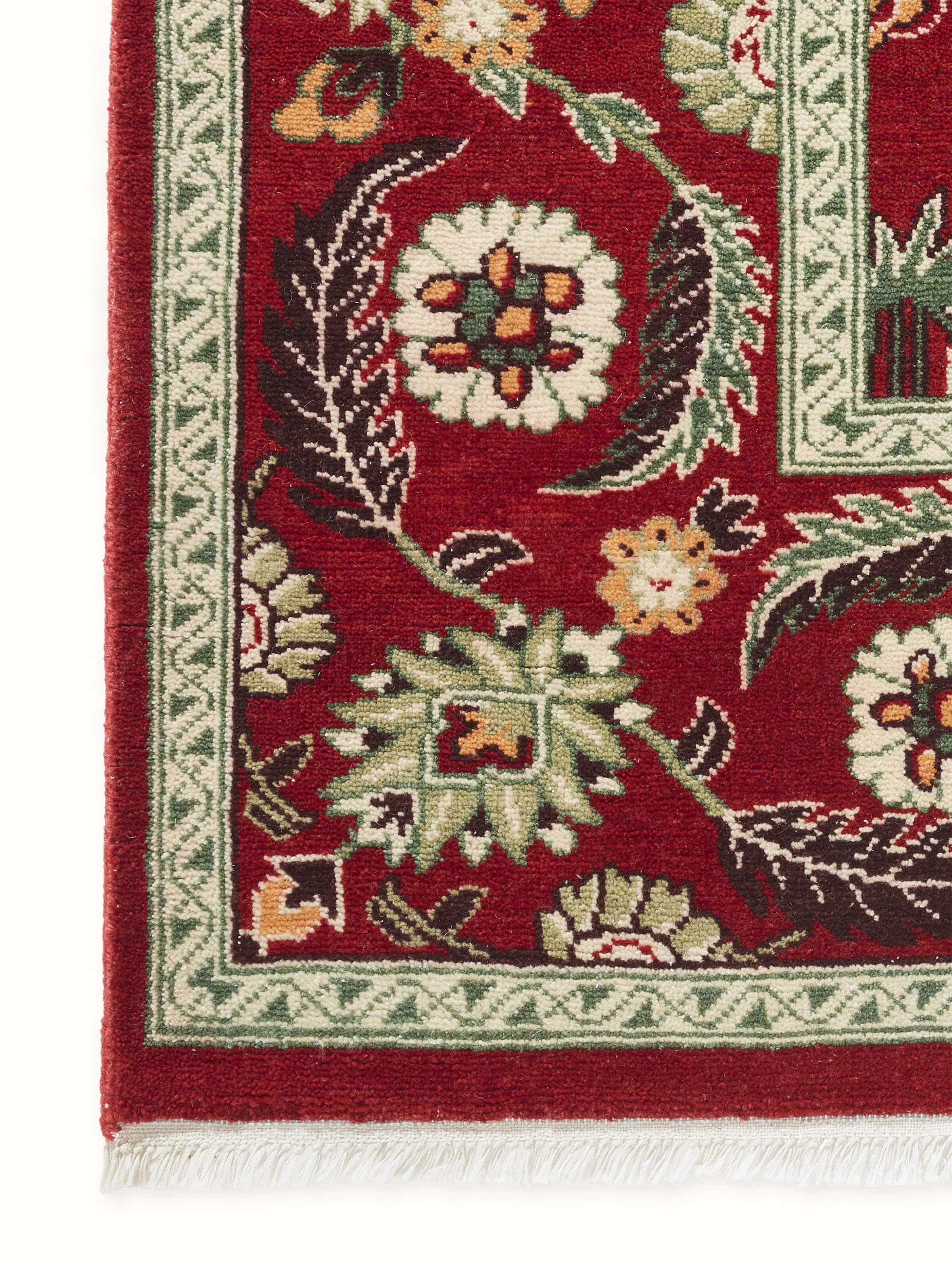 Traditional Persian Red Agra Wool Hand-Knotted Carpet