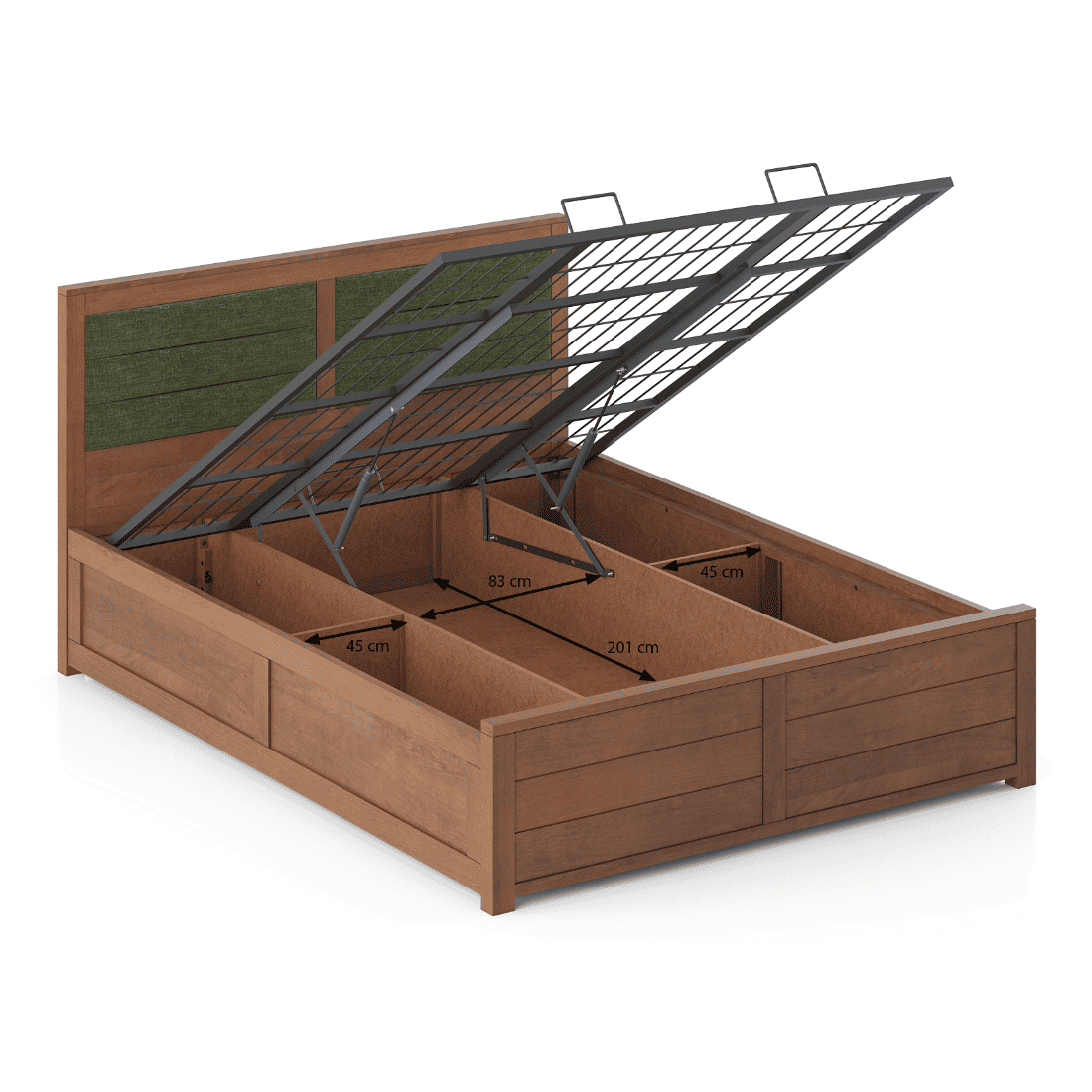 Ritz Solid Wood Hydraulic Storage King Size Bed in Amber Walnut Finish