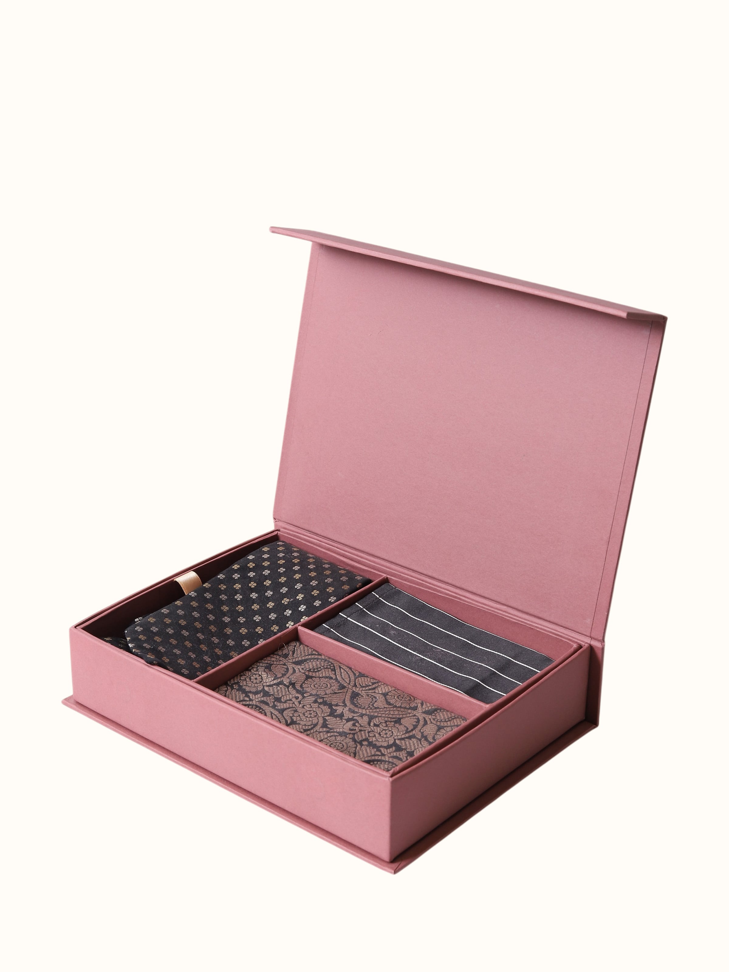 Assorted Silk Banarasi Brocade Print Tie & Pocket Square Set (2Pcs)