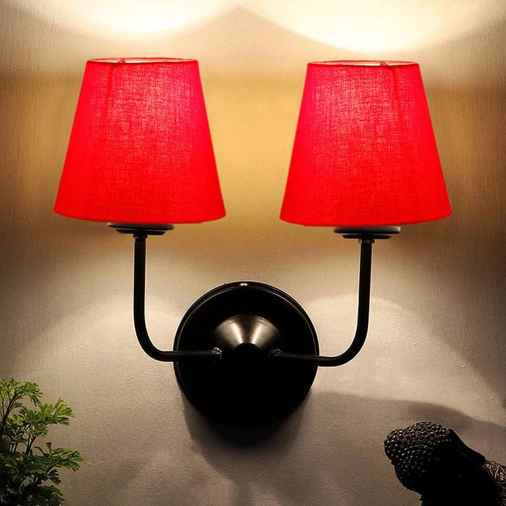 Ajax Dual Red cotton Wall mounted Lamp Iron Base(KV18) - Devansh