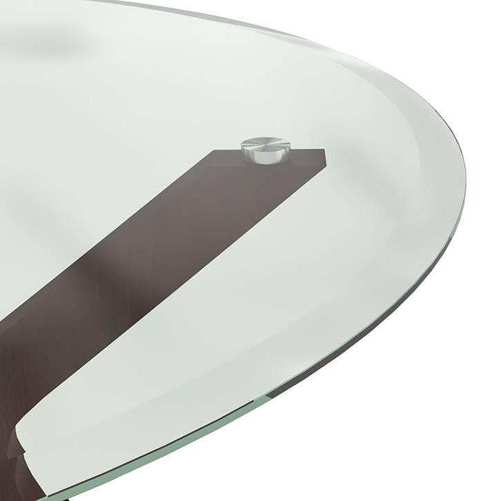 Wesley - Dalla 4 Seater Round Glass Top Dining Table Set (Colour- Grey , Finish- Dark Walnut)