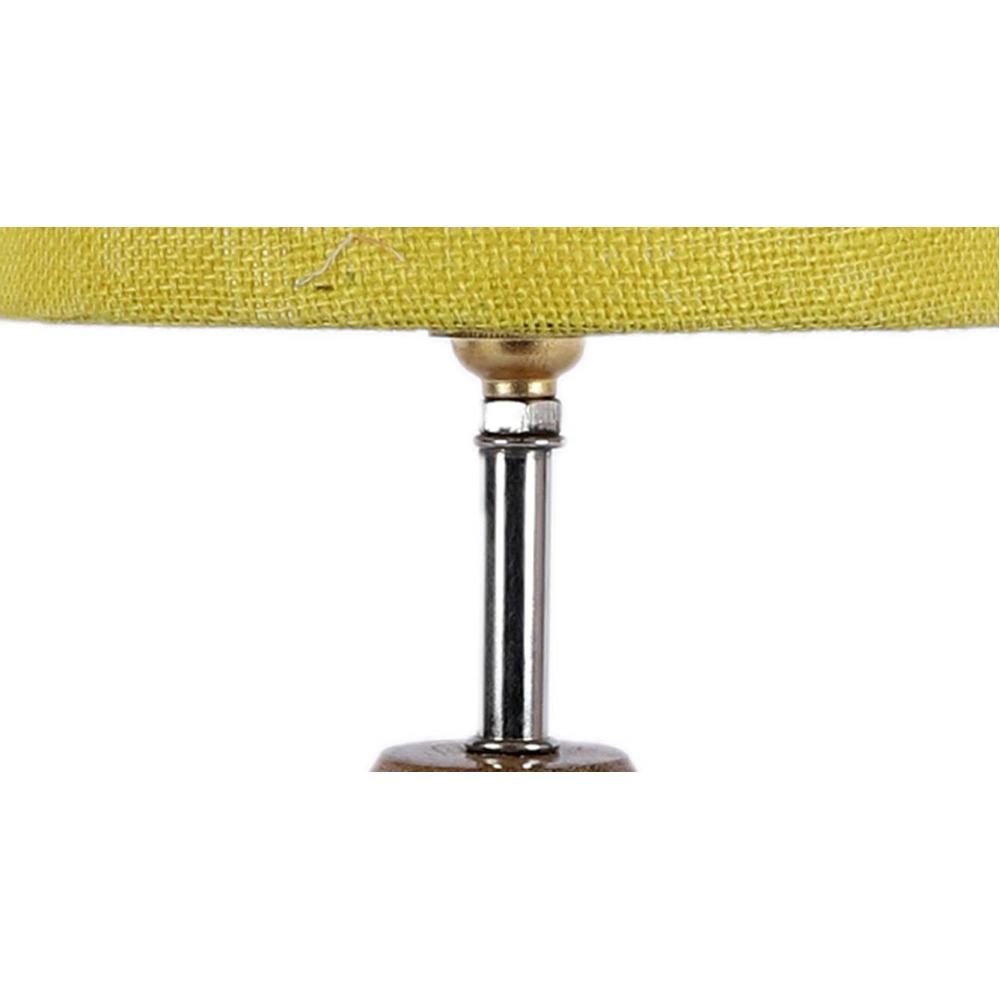 Harper Yellow Natural Fiber Shade Table Lamp with Natural Wooden Base