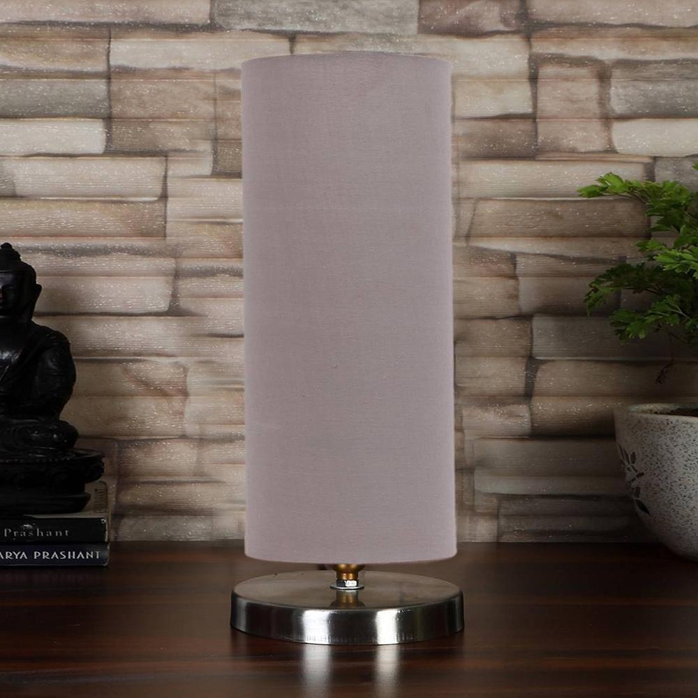 Grey cotton table lamp with Steel Base -6