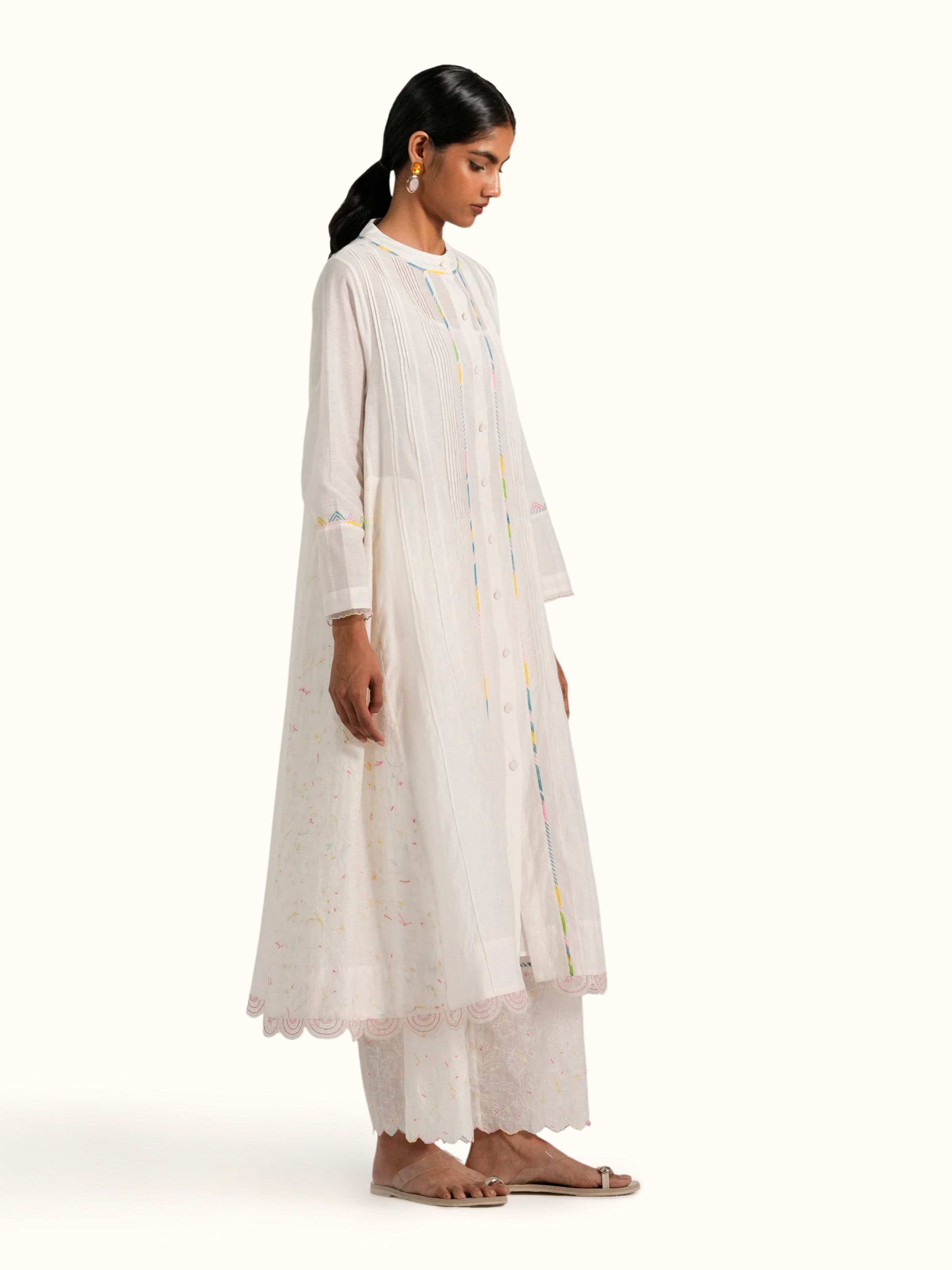 Off-white Cotton Silk Handloom Kurta Set