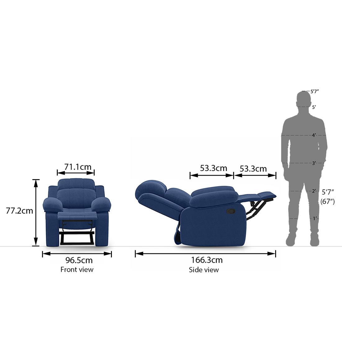 Griffin Fabric One Seater Manual Recliner in Lapis Blue Fabric Colour
