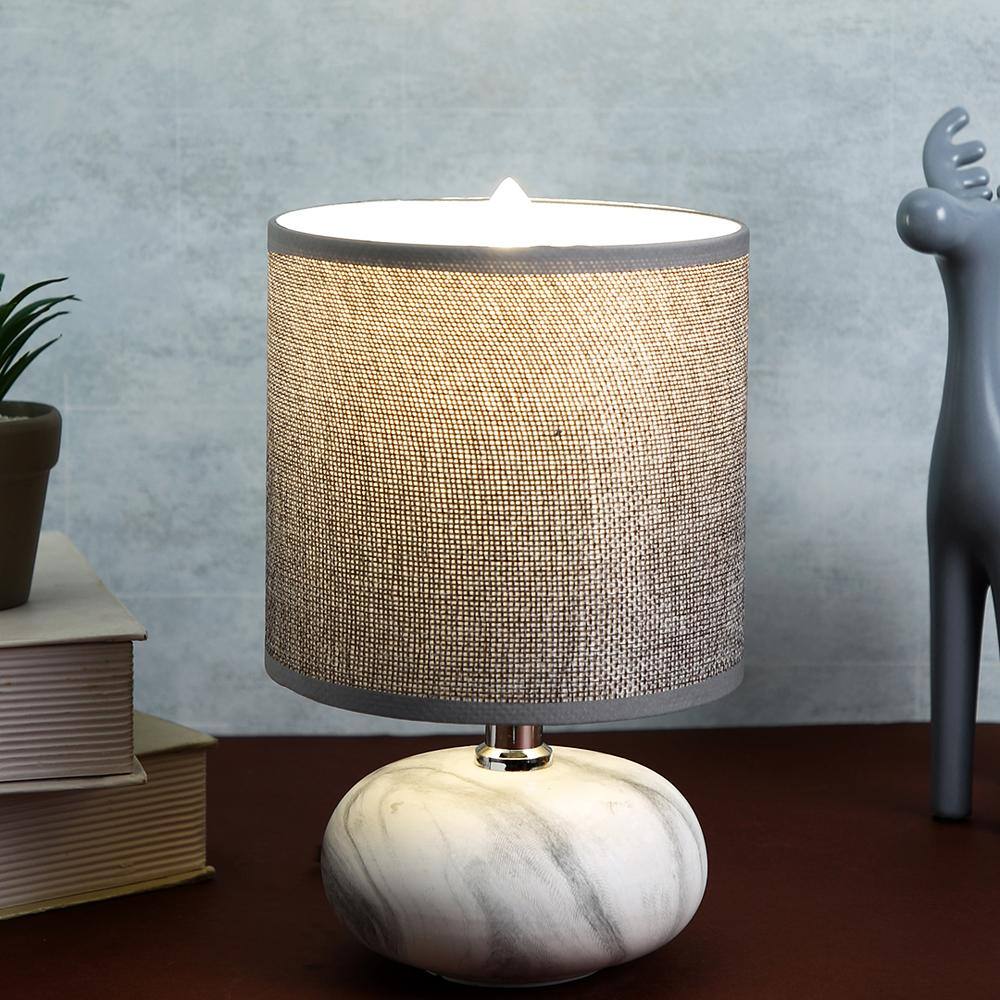 Grey and White Cylindrical Table Lamp