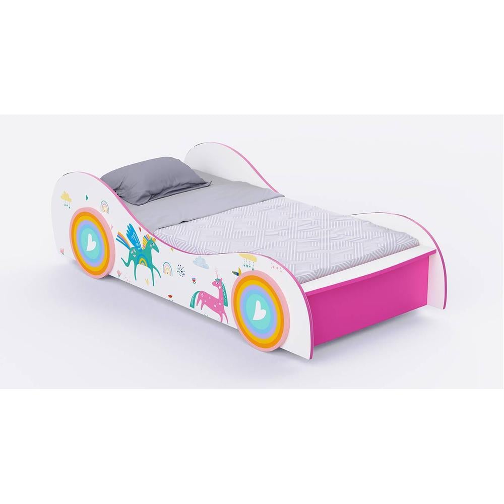 Snowflake Engineered Wood Open Storage Bed in White Colour