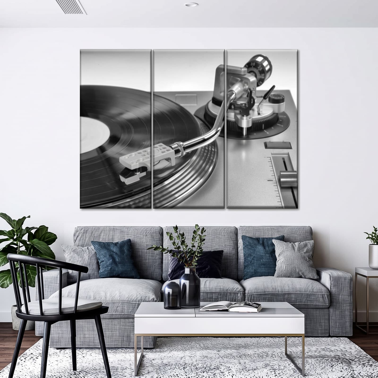 Truss Pcs Grey Vinyl Record Player Canvas Wall Prints Canvas Wall Prints Set of 3 Multicolor Matte