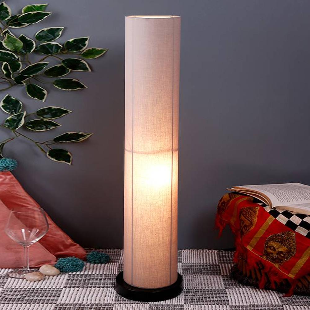 Paget Grey Cotton Shade Floor Lamp