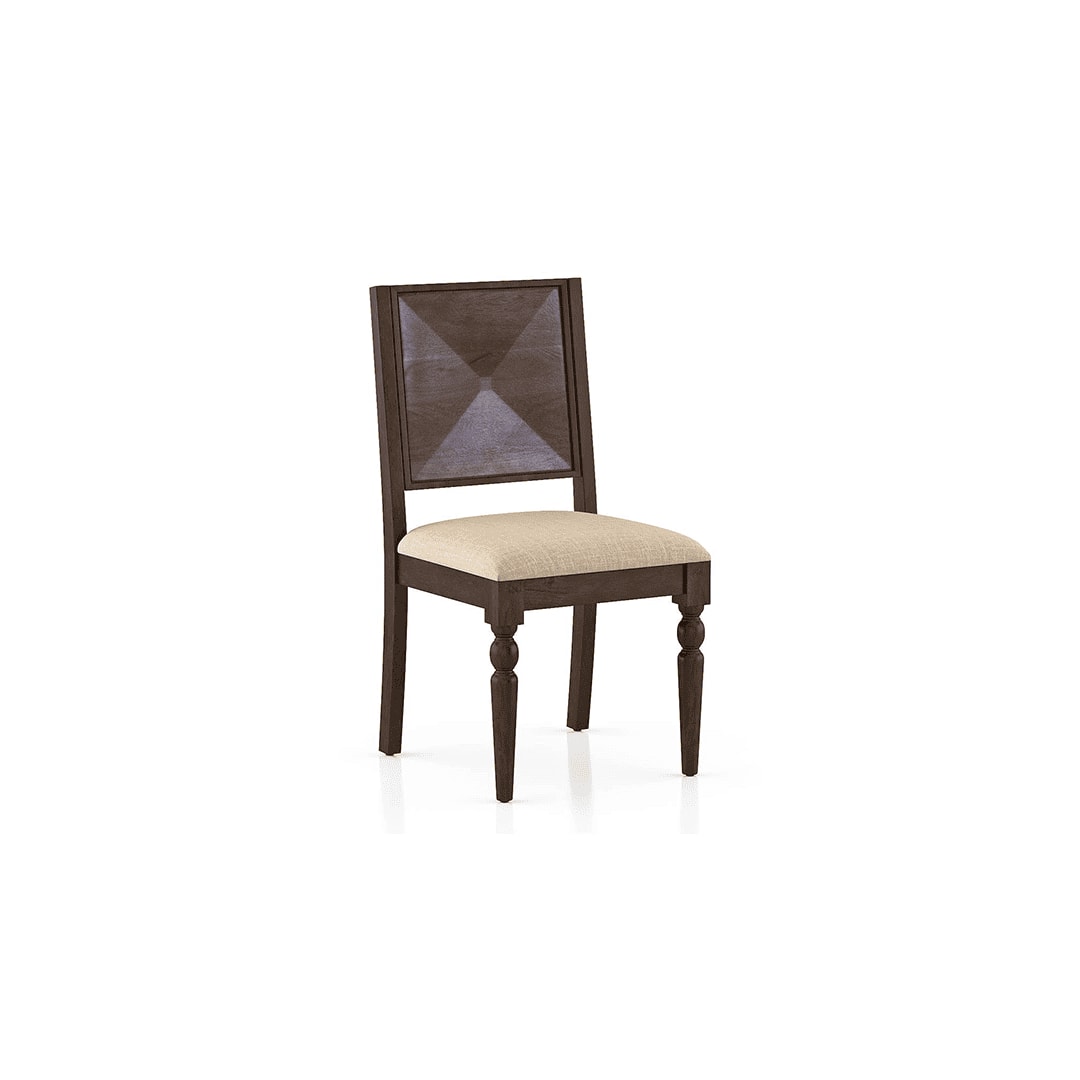 Mirasa Solid Wood Dining Chair Set Of 2 In Mango Walnut Finish With Sandshell Beige Fabric Colour