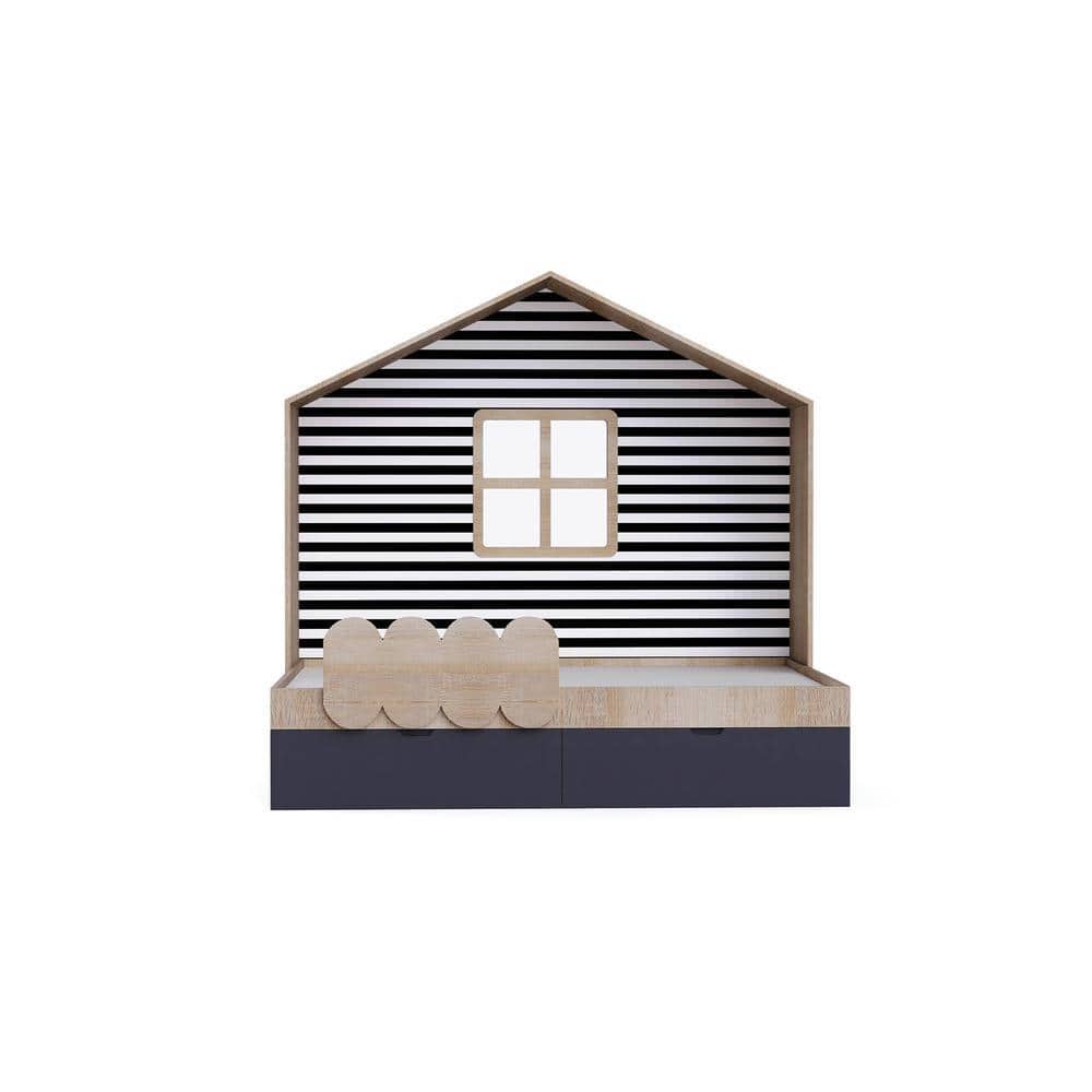 Little Hut Engineered Wood Drawer Storage Bed in Brown Colour