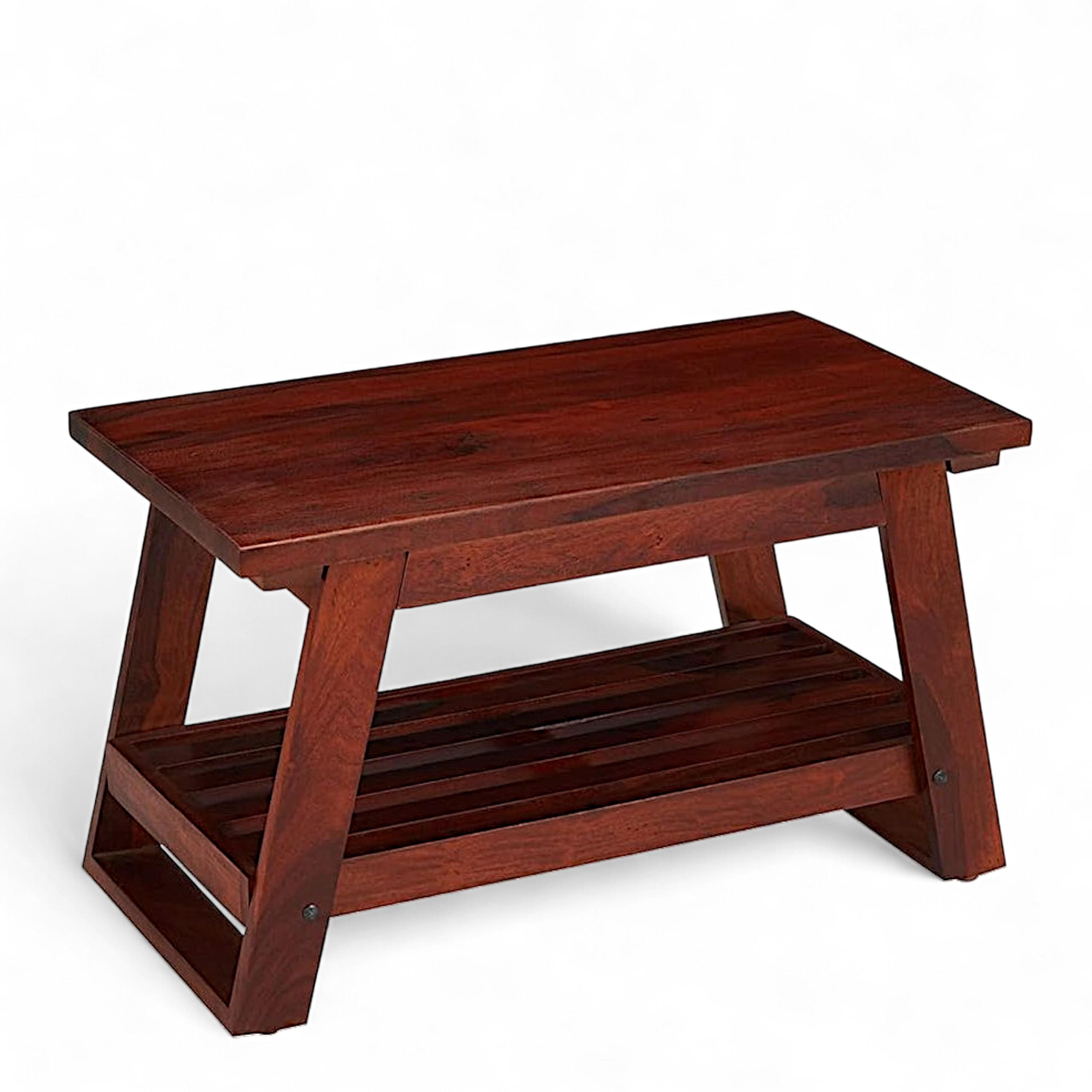 Alison Sheesham Wood Accent Rectangle Coffee Table In Honey Finish