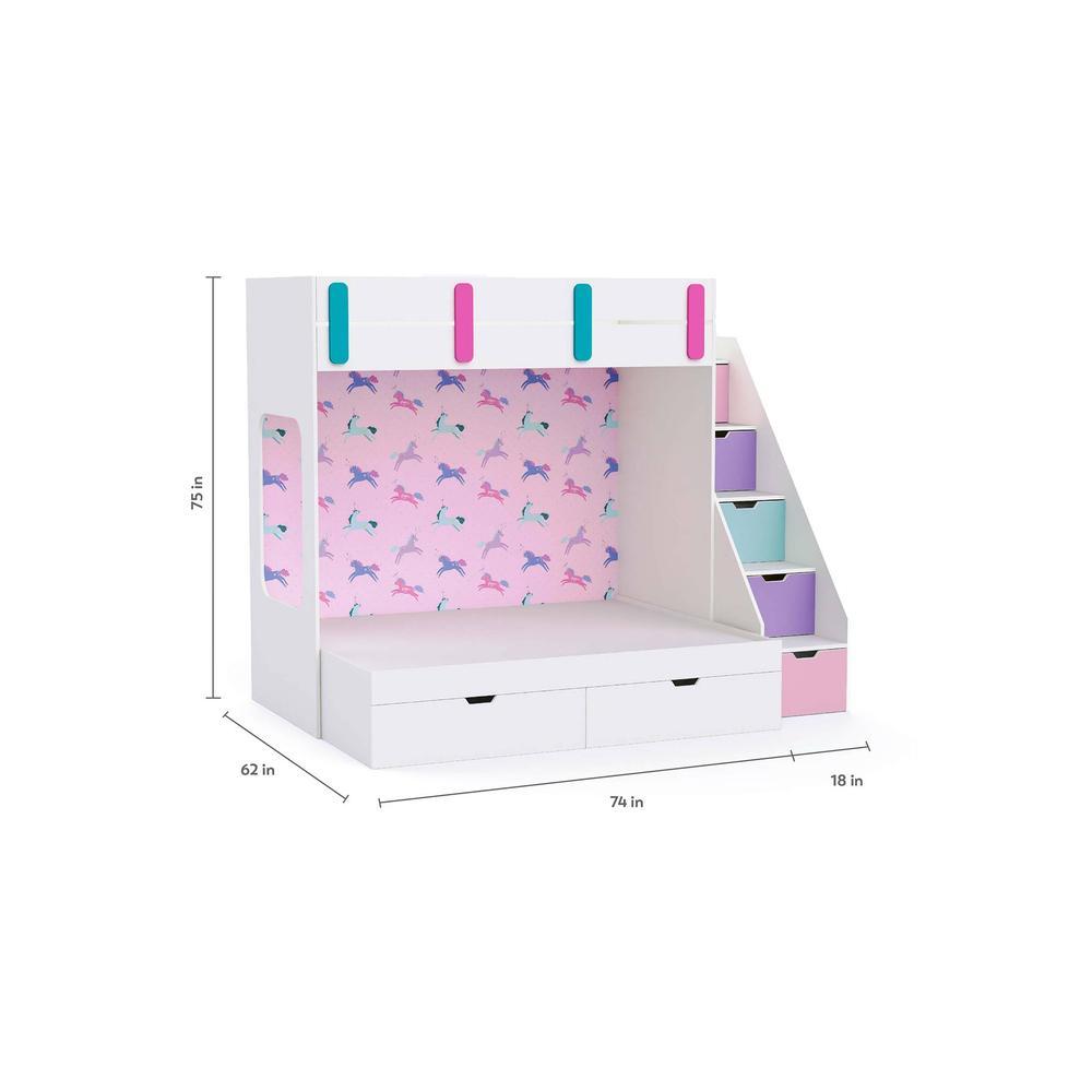 Pattern Dreams Bunk Bed with Storage in White Colour BKBB017