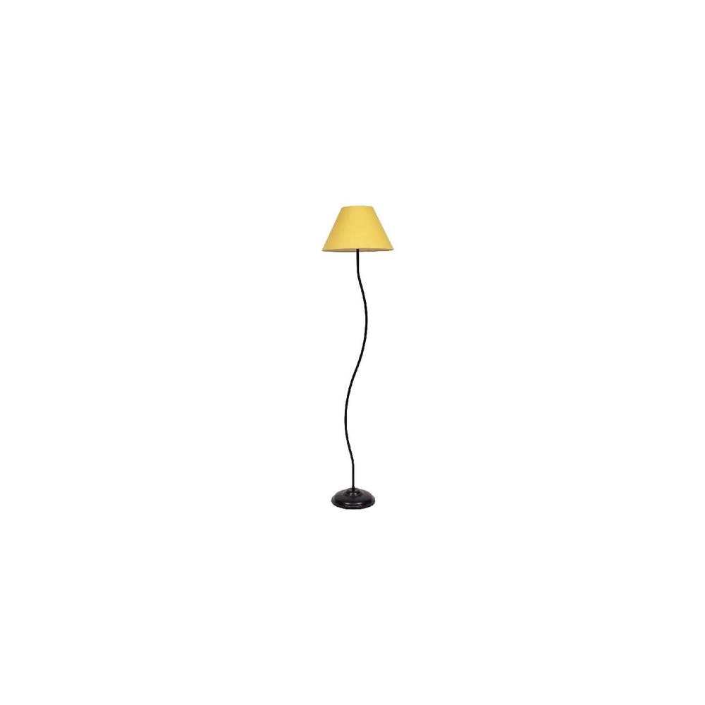 Luca Yellow Fabric Floor Lamp with Black Iron Base