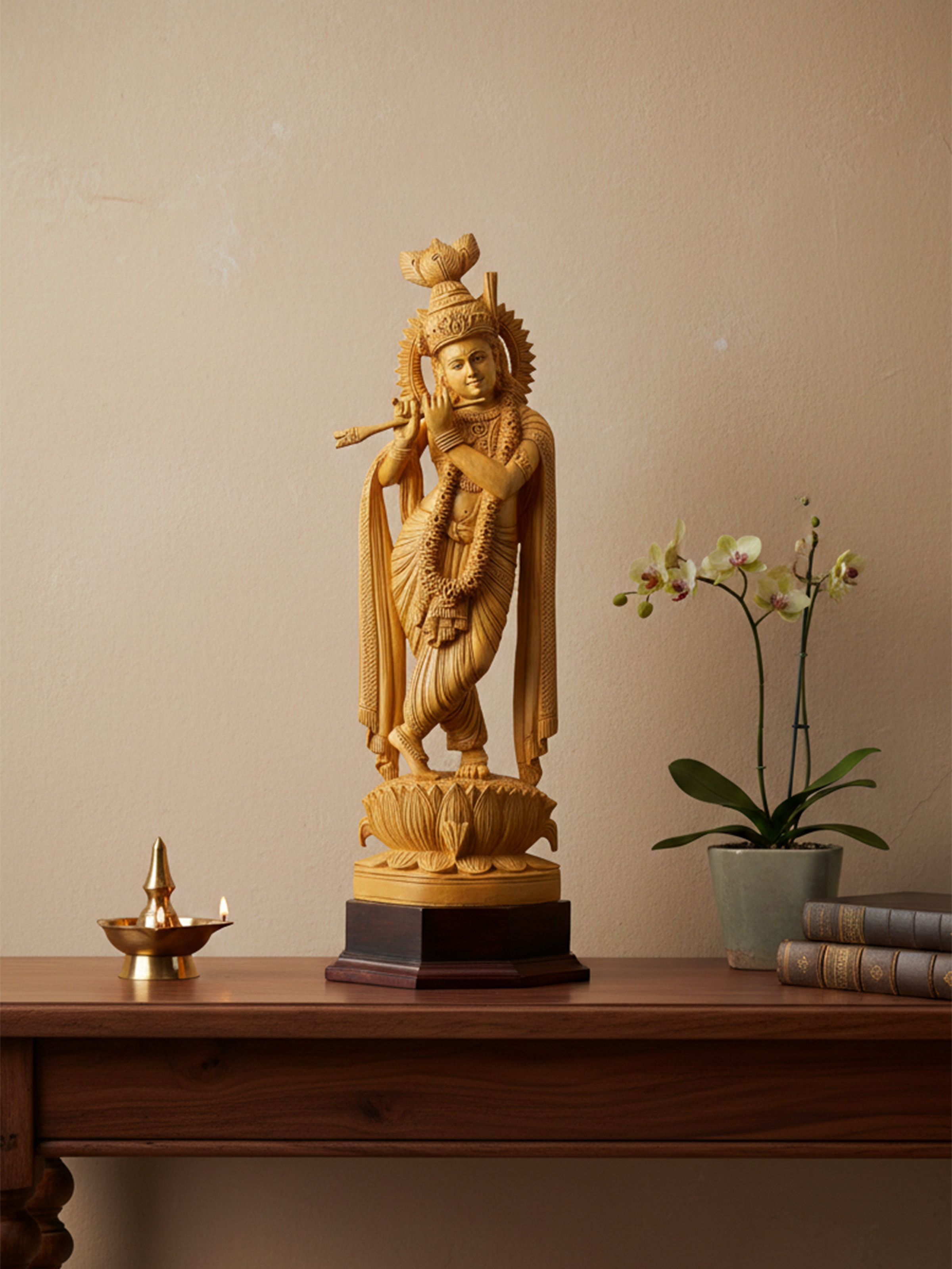 Wood Carved Padmaleela Gopala Idol