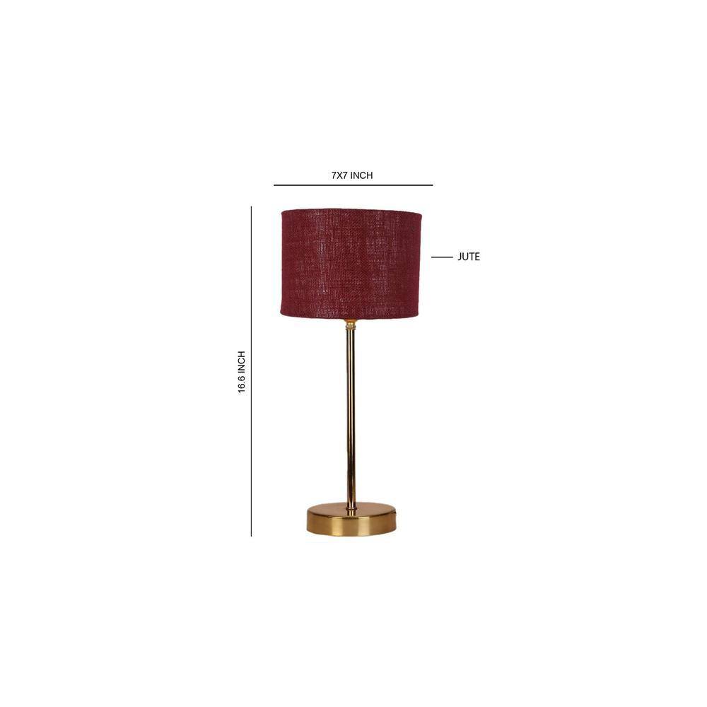 Maroon Jute with Metal Gold Table Lamp