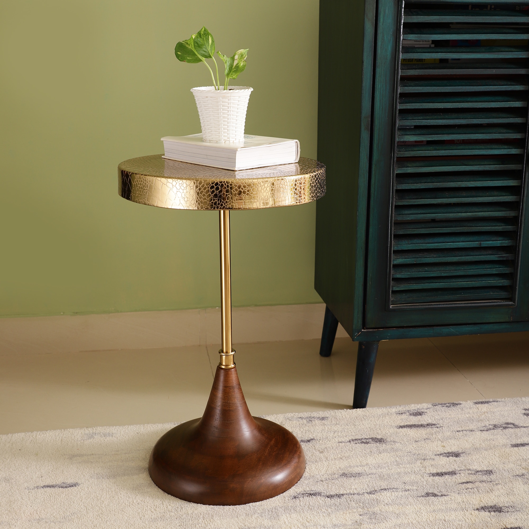 Arcana Metal Side Table in Black & Gold Colour