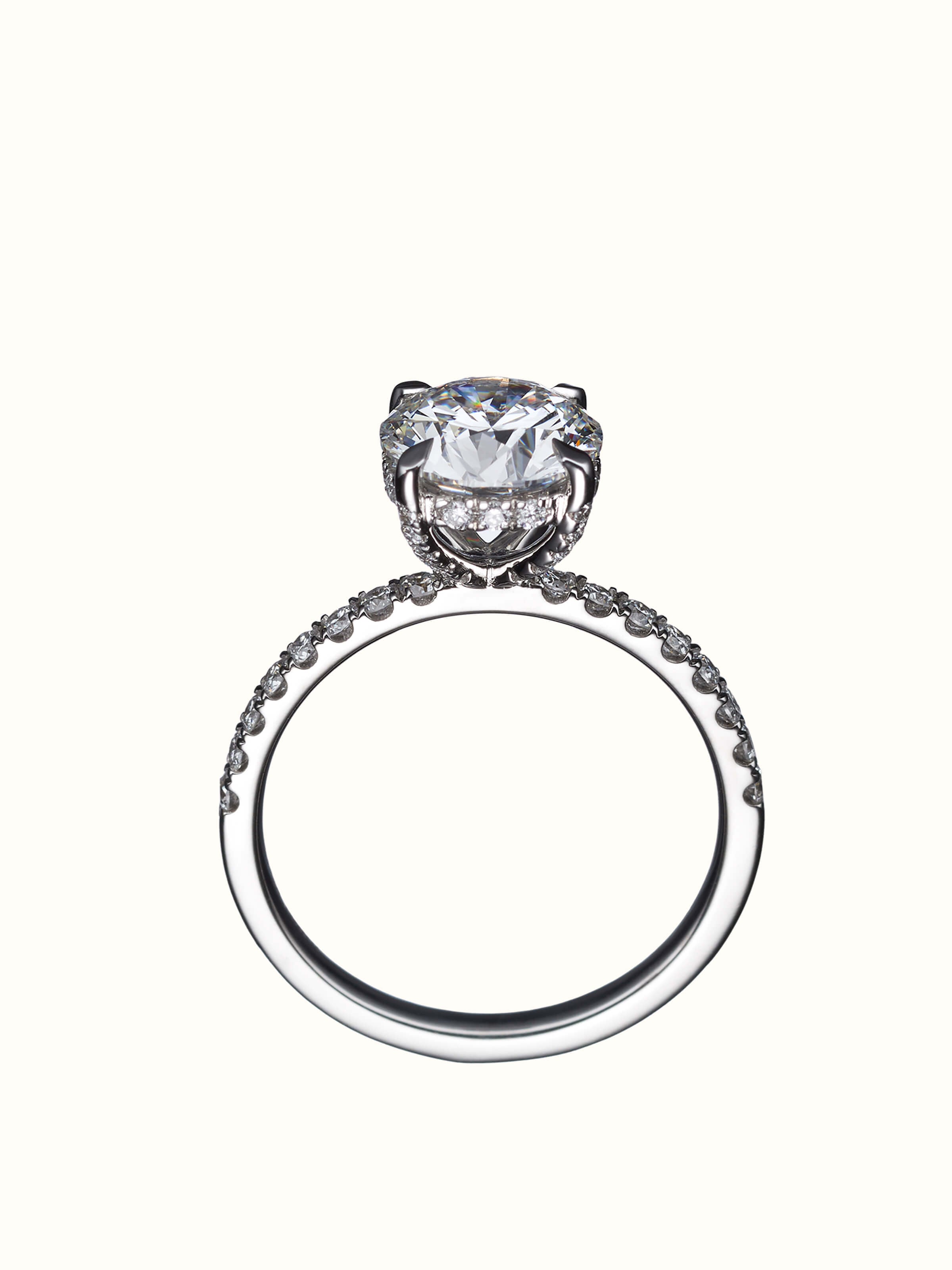 back view of open setting 14 karat gold ring