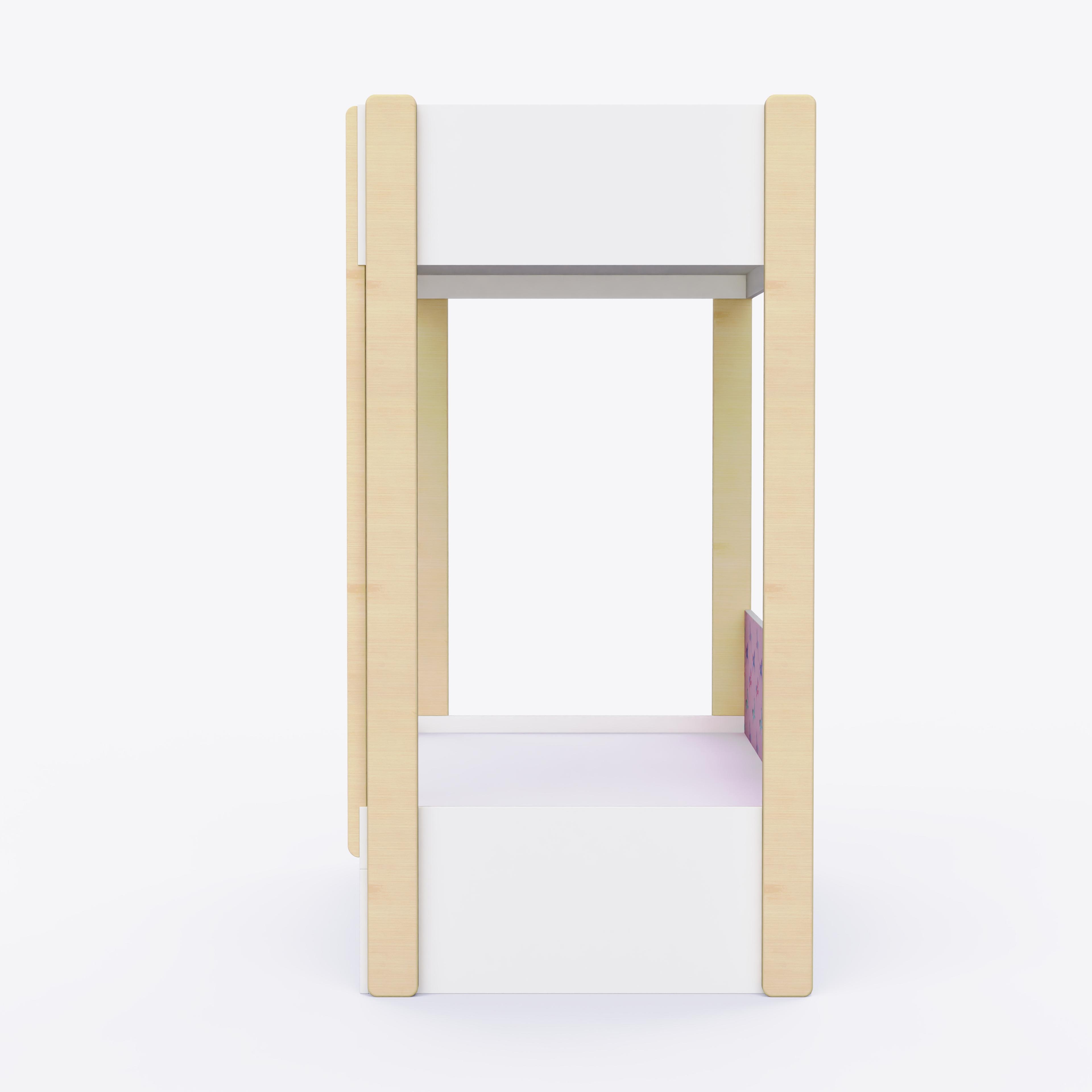 Pine Tree Single Size Bunk Bed In White & Pink Colour