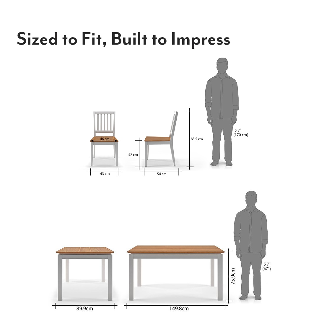 Diner 6 Seater Dining Table Set (Finish- Golden Oak)