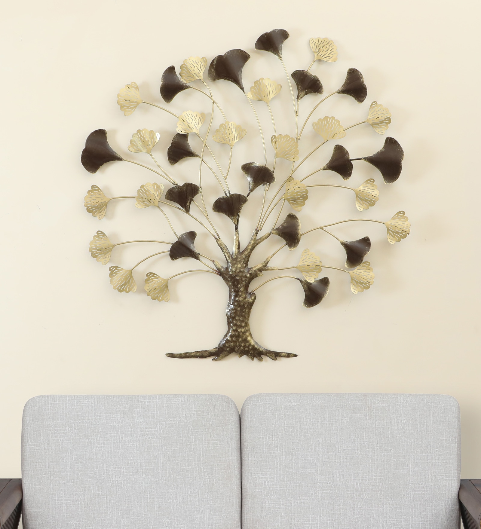 W-Botanical Abstract Metal Wall Decor in Multicolor Set of 1 - Vedas Exports