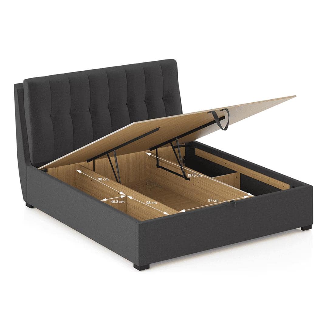 Bornholm Upholstered Storage Bed In Hydraulic in King Size with Urban Grey Colour
