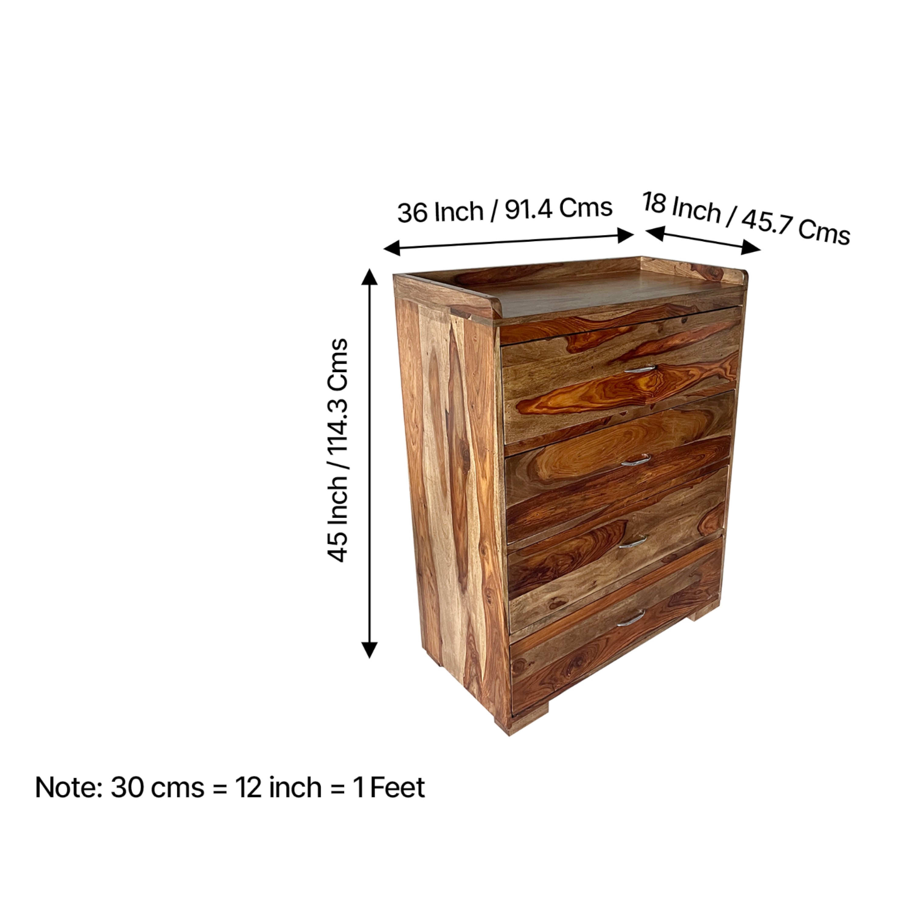 Elder Sheesham Wood Chest of Drawers in TEAK FINISH