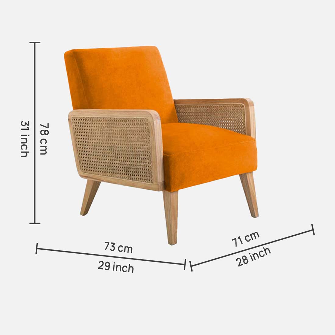 Evant Ratan Accent Chair in orange Colour