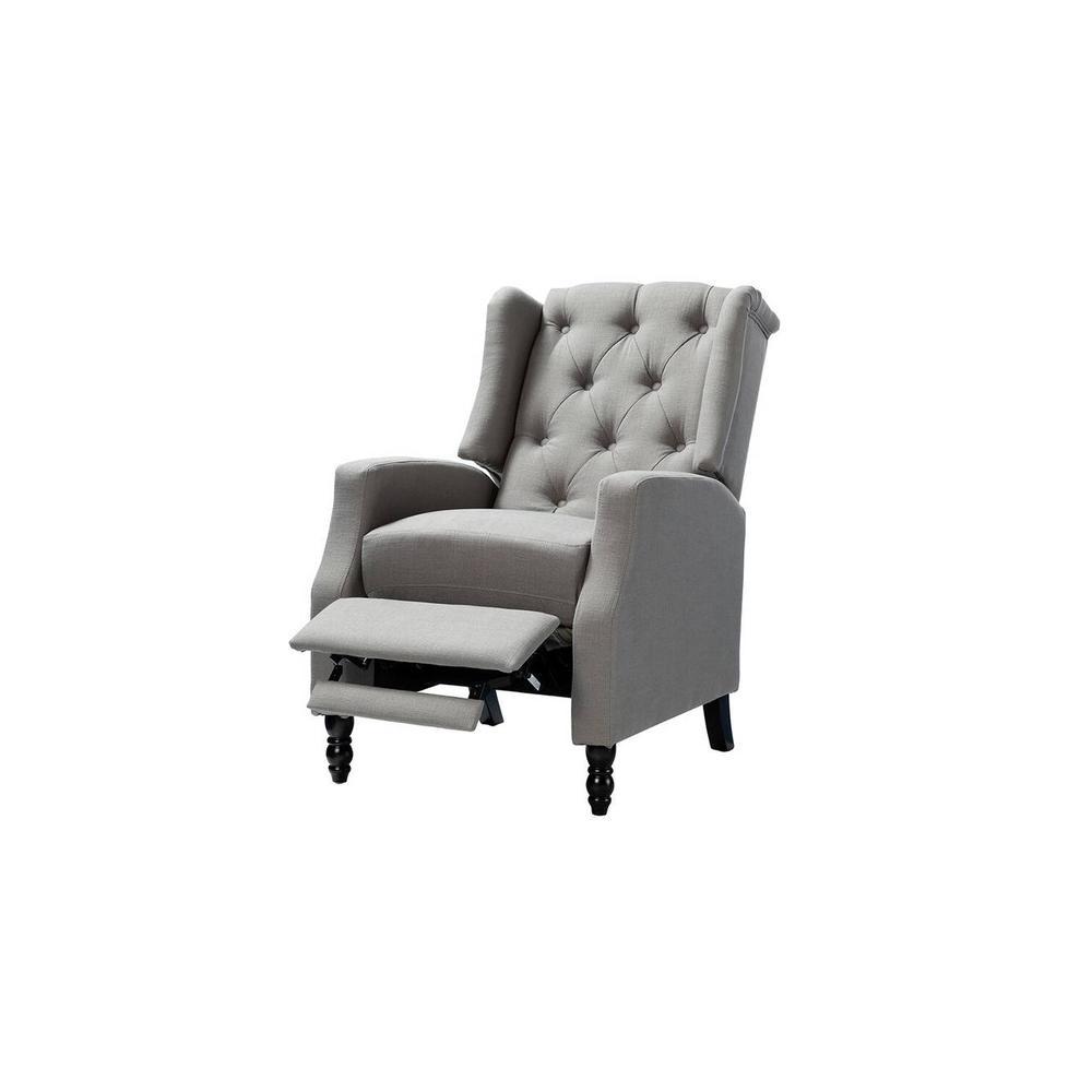 Louis Solid Wood One Seater Manual Recliner in Grey Colour