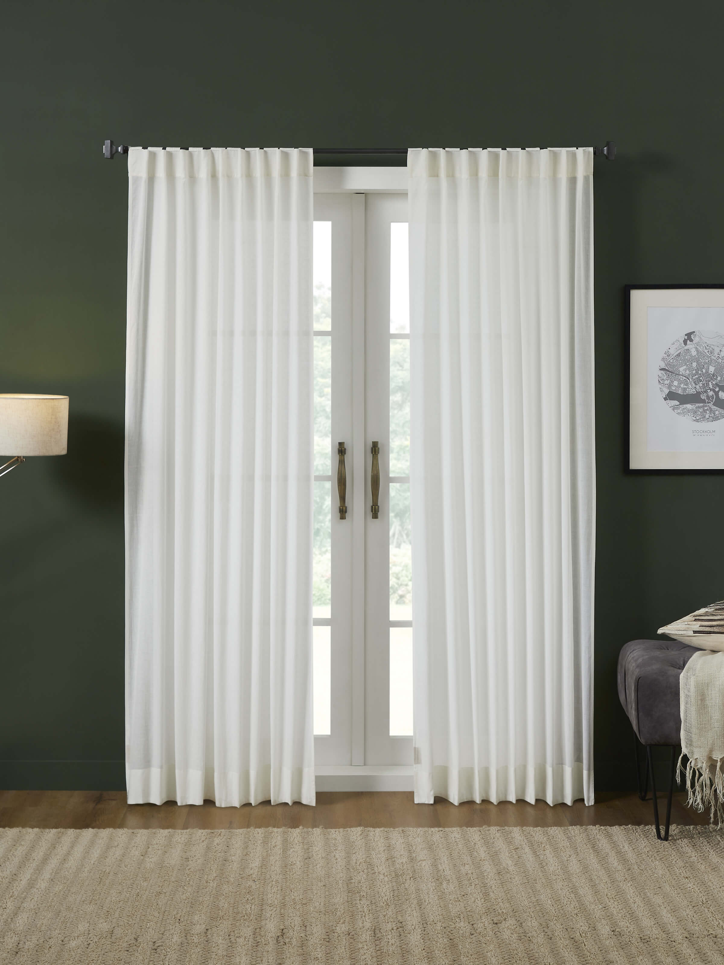 Kalpanama Ivory Solid Handloom Cotton Curtain (7 Ft)