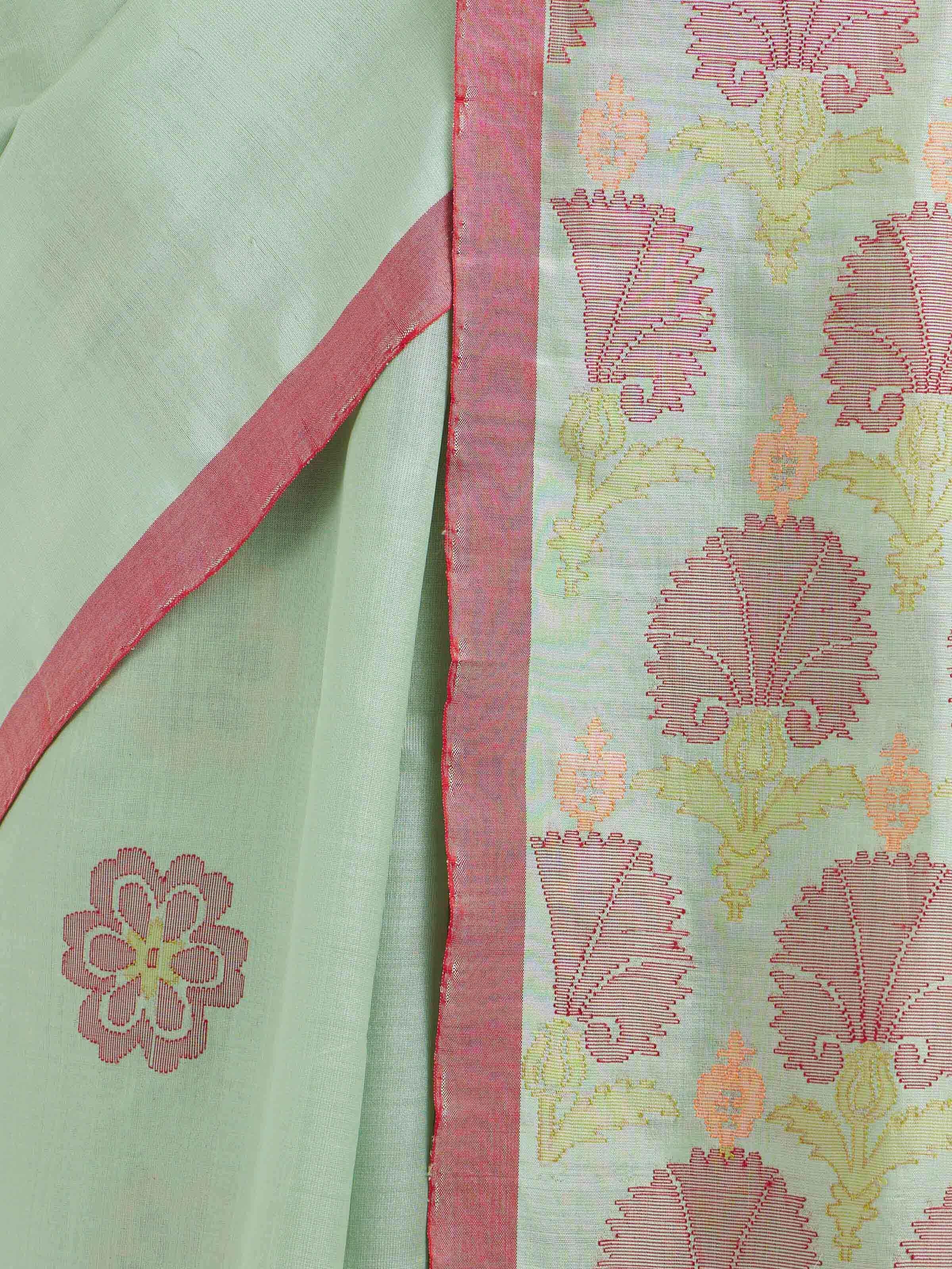 Green Silk Jamdani Handloom Saree
