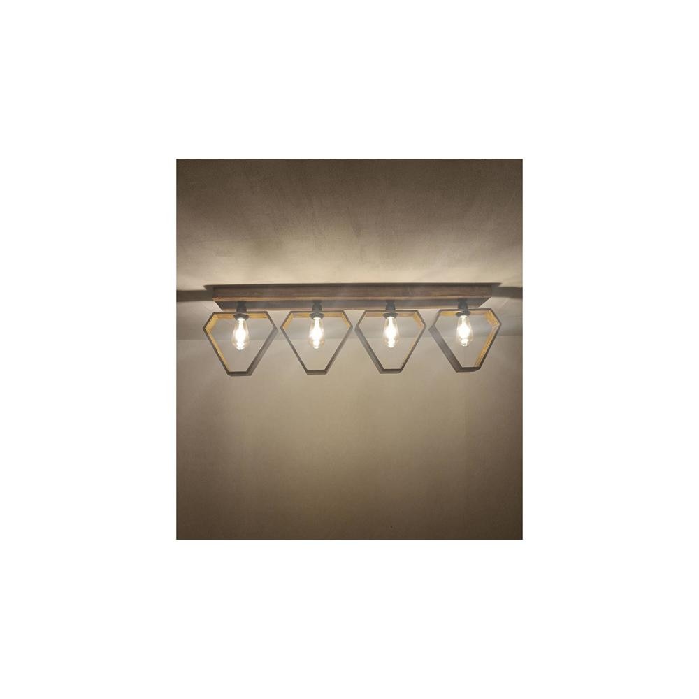 Hexad Brown Solid Wood Ceiling Light