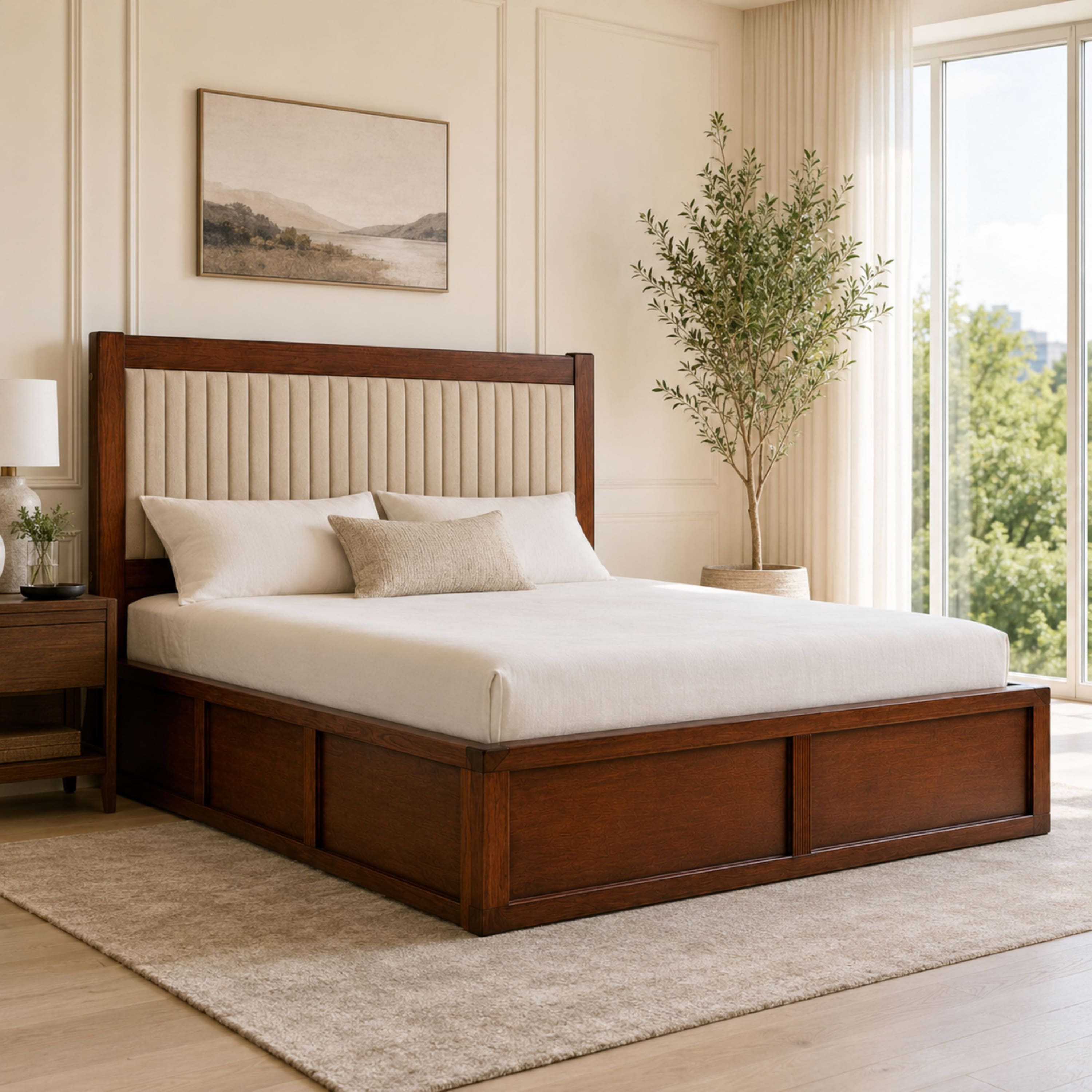 Tarang Solid Wood Compact Queen Bed Box Storage Provincial Teak Finish Mattress 60 x 72 Inches