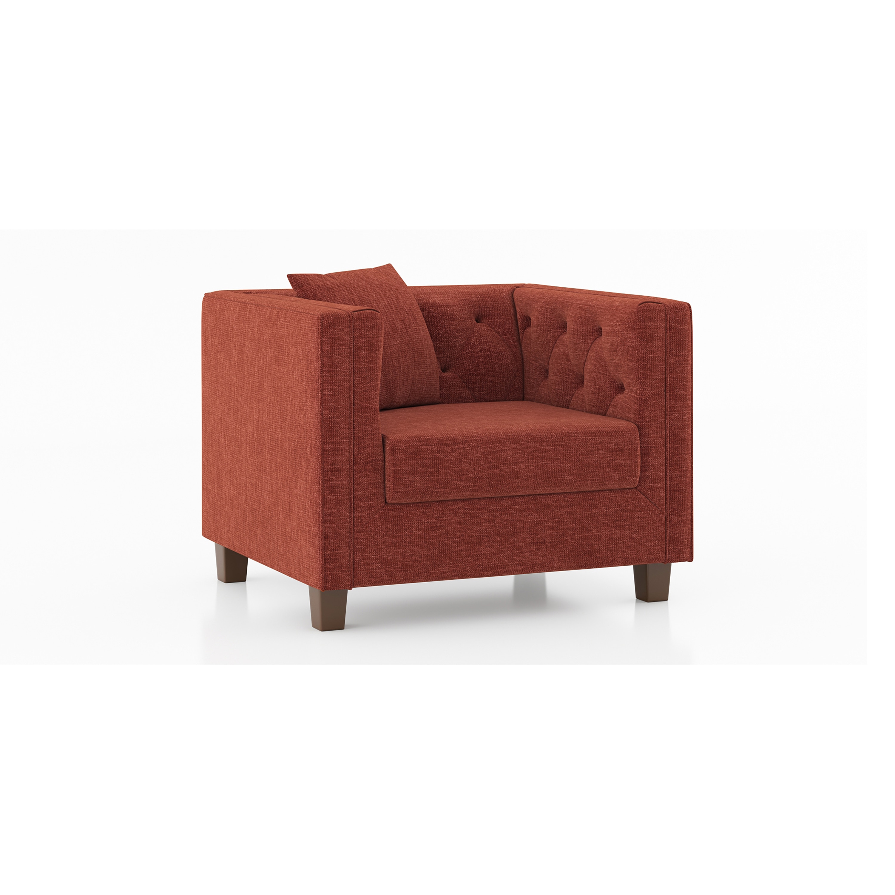 Windsor 1 Seater Fabric Sofa (Colour: Dark Coral)