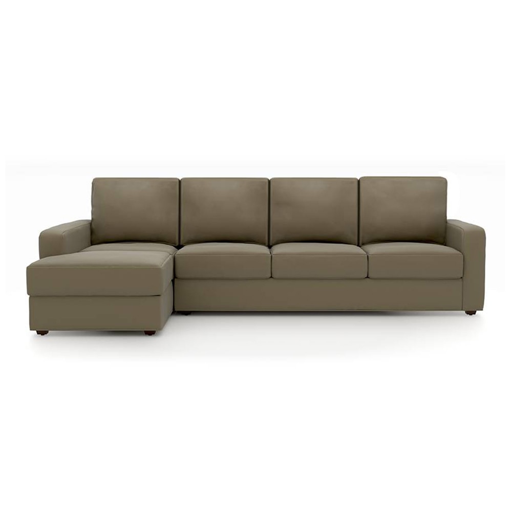 Apollo Compact Sofa (Colour : Cappucino, Cushion : Soft, Seating Capacity : Left Aligned 3 Seater + Left Aligned Chaise + Ottoman) - Urban Ladder