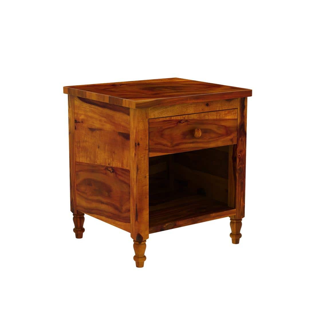 TurningSolid Wood  Bedside Table in Honey Finish